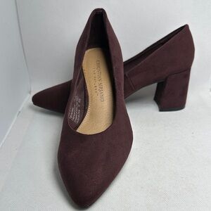 Christian Siriano Luna Wine/Burgundy Faux Suede Block Heel Pumps Size 6